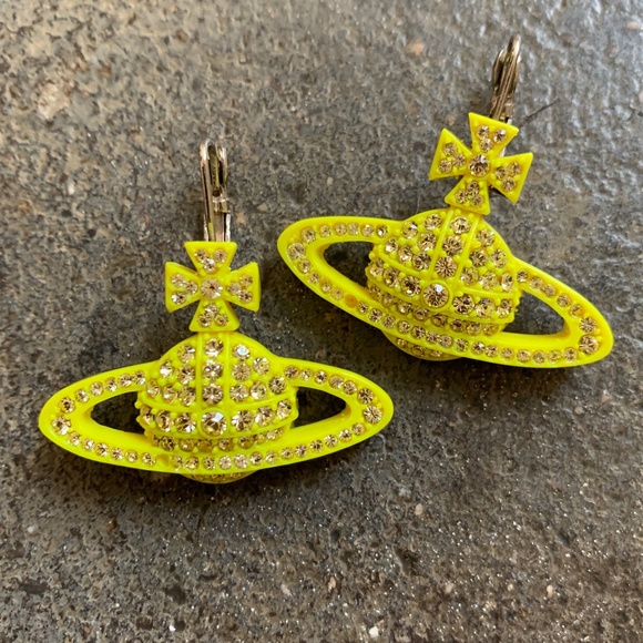 Vivienne Westwood Beautiful Swarovski Crystal Covered Thick Orb Earrings